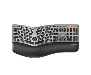 ProtoArc EK01 Plus Clavier Ergonomique Rétroéclairé Bluetooth Full Size Sans Fil Clavier Split avec Double Bluetooth et USB, Support Poignet Rembourré, Rechargeable pour Windows/Mac/Android