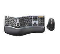 ProtoArc EKM01 Plus Clavier et Souris Ergonomique sans Fil, Bluetooth Ensembles Clavier Souris Ergo avec Repose-Poignets, Design Divisé, Rechargeable, Silencieux, AZERTY, pour PC et Mac