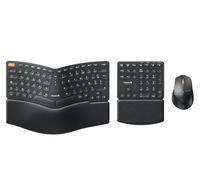 ProtoArc EKM04 Clavier Souris Ergonomique, 2.4GHz Ensembles Ergo Clavier et Souris sans Fil, Pavé Numérique Séparé, Design Split, Repose-Poignet, Rechargeable, pour Bureau, PC, Portable, Windows