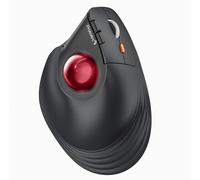 ProtoArc EM05 NL Trackball Souris Verticale sans Fil, Souris Boule Ergonomique Bluetooth Rechargeable, Contrôle du Pouce, Connexion à 3 Appareils, Compatible avec iPad, Mac, Windows, PC, Rouge