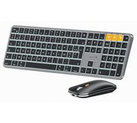 ProtoArc KM100-A Clavier Souris pour Mac sans Fil Retro Eclairé, AZERTY Bluetooth Ensembles Clavier et Souris, Keyboard Plat Multi-Appareils pour MacBook Pro, MacBook Air, iPhone, iPad, Noir