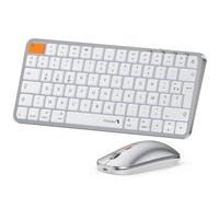 ProtoArc Retro Eclairé Clavier Souris Mac Compact sans Fil, KM90-A AZERTY Bluetooth Ensembles Clavier Souris, Multi-Appareils, Plat, Rechargeable, Compatible avec MacBook Pro/Air, iPad, iPhone - Blanc