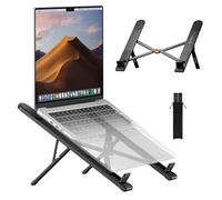 ProtoArc Support Ordinateur Portable, CS100 Support PC Portable en Aluminium-Silicone, Rehausseur PC Pliable à 6 Angles Réglable, Laptop Stand Antidérapant, Compatible MacBook Air/Pro, 10-17.3'', Noir