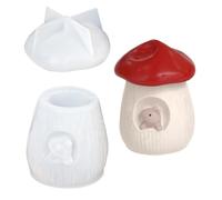 Protoence Moule à Pot en Forme de Champignon, Moule Pour Récipient À Pudding, Avec Couvercle Design Écureuil, Ensemble de Forme en Silicone pour Pot à Bijoux en Résine, Pour Bricolage et Artisanat de