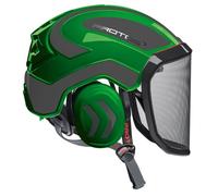Protos Casque de sécurité intégral Arborist Protection auditive, Couleur : Vert/Noir, équipement : visière Fine