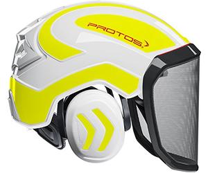 PROTOS Integral Forest - Casque forestier (Blanc/Jaune), Mixte, taille unique