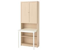 ProTuning BILLY/OXBERG Bibliothèque avec bureau, 80 x 202 cm, effet bouleau/blanc