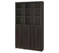 ProTuning BILLY/OXBERG Bibliothèque peigne avec panneau/portes en verre, 120 x 30 x 202 cm, effet chêne marron foncé