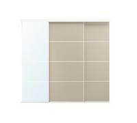 ProTuning Combinaison de porte coulissante MEHAMN/AULI/SKYTTA, blanc double face/verre miroir gris-beige, 251 x 240 cm