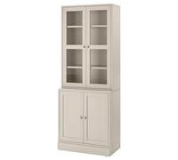 ProTuning HAVSTA Combinaison de rangement avec portes en verre, gris-beige, 81 x 47 x 212 cm
