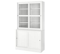 ProTuning HAVSTA Peigne de rangement avec portes coulissantes en verre, blanc, 121 x 47 x 212 cm