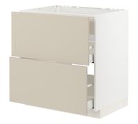 ProTuning METOD/MAXIMERA Base cab f plaque de cuisson/extracteur int w drw, blanc/havstorp beige, 80 x 60 cm