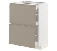 ProTuning METOD/MAXIMERA Cabine de base avec 2 façades/3 tiroirs, blanc/Upplöv beige foncé mat, 60x37 cm