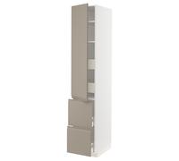 ProTuning METOD/MAXIMERA Hi cab w shlvs/4 tiroirs/dr/2 frnts, blanc/Upplöv beige foncé mat, 40x60x220 cm