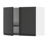ProTuning METOD Meuble mural avec égouttoir à vaisselle/2 portes, blanc/Upplöv anthracite mat, 80 x 60 cm