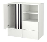 ProTuning PLATSA/SMÅSTAD Combinaison de rangement, blanc noir/blanc/rayé avec 3 tiroirs, 120x57x123 cm