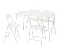 ProTuning TORPARÖ Table+4 chaises pliantes, extérieur, blanc/blanc, 130x74 cm