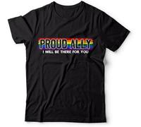 Proud Ally LGBT Pride Pride Month Gay Lesbian Diversity Tee Supporter Unisex O-Neck 100% Cotton Short-Sleeve T-Shirts Black XXXL