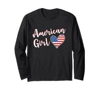 Proud American Girl America Flag American Girlfriend Wife Manche Longue