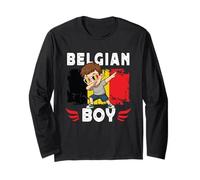 Proud Belgian Boy Dab Pose Belgian Son Guy Belgium Flag Manche Longue
