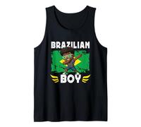 Proud Black Brazilian Boy Dab Pose Brazilian Son Brazil Flag Débardeur