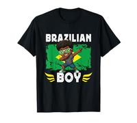 Proud Black Brazilian Boy Dab Pose Brazilian Son Brazil Flag T-Shirt