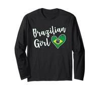 Proud Brazilian Girl Brazil Flag Brazilian Girlfriend Wife Manche Longue