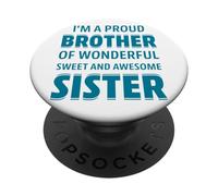 Proud Brother of Wonderful Sweet Awesome Sister Christmas PopSockets PopGrip Adhésif