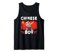 Proud Chinese Boy Dab Pose Chinese Son Guy China Flag Débardeur