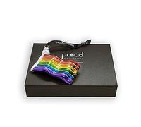 Proud Christmas PC002 - Drapeau Arc-en-Ciel en Verre avec Paillettes - Décoration en Verre - 8 x 5 cm