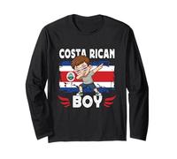 Proud Costa Rican Boy Son Dab Pose Costa Rica Flag Manche Longue
