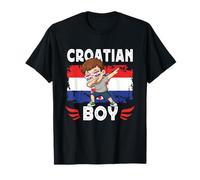Proud Croatian Boy Dab Pose Croatian Son Guy Croatia Flag T-Shirt