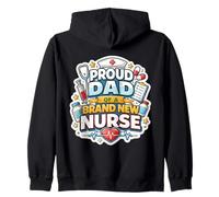 Proud Dad of A New Nurse Graduation Père Parent Fille Sweat à Capuche