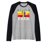 Proud Dada Dad LGBTQ Rainbow Flag LGBT Pride Month Manche Raglan