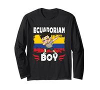 Proud Ecuadorian Boy Dab Pose Ecuadorian Son Ecuador Flag Manche Longue