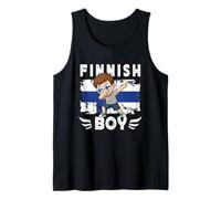Proud Finnish Boy Dab Pose Finnish Son Guy Finland Flag Débardeur