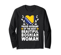 Proud Husband of Beautiful Bosnian Wife Bosnia Flag Manche Longue