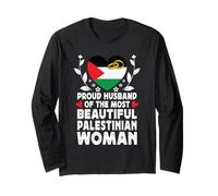 Proud Husband of Beautiful Palestinian Wife Palestine Flag Manche Longue