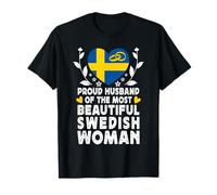 Proud Husband of Beautiful Swedish Wife Sweden Flag T-Shirt
