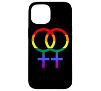 Proud Lesbian Double Venus/Woman Symbol in Rainbow Colors Coque pour iPhone 15