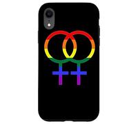 Proud Lesbian Double Venus/Woman Symbol in Rainbow Colors Coque pour iPhone XR