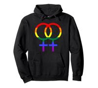 Proud Lesbian Double Venus/Woman Symbol in Rainbow Colors Sweat à Capuche