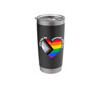 Proud LGBTQ Ally Rainbow Equality Heart Flag Be Yourself Gobelet isotherme en acier inoxydable double paroi