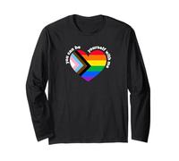 Proud LGBTQ Ally Rainbow Equality Heart Flag Be Yourself Manche Longue