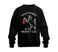 Proud Member of The Naughty List Christmas Cat Amateurs de chats Sweat-shirt Unisexe, Noir , M