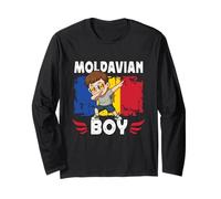 Proud Moldavian Boy Dab Pose Moldavian Son Guy Moldavia Flag Manche Longue