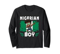 Proud Nigerian Boy Dab Pose Nigerian Son Guy Nigeria Flag Manche Longue