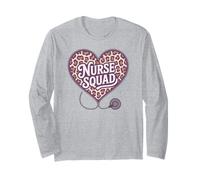 Proud Nurse Squad Valentine Heart Nursing School Life ER RN Manche Longue