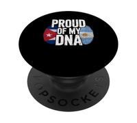 Proud of My DNA Half Argentine Cuban Roots Cuba PopSockets PopGrip Adhésif