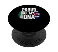 Proud of My DNA Mexico Cuba Flag Mexican Cuban Roots PopSockets PopGrip Adhésif